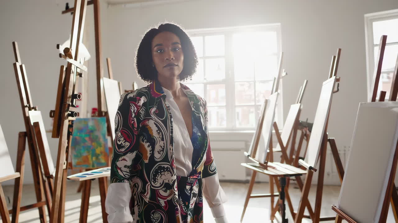 pittura dell'artista in studio