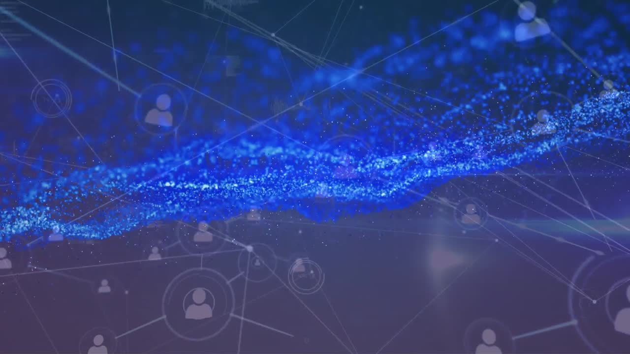빛나는 어두운 파란색 배경에 연결 네트워크의 애니메이션