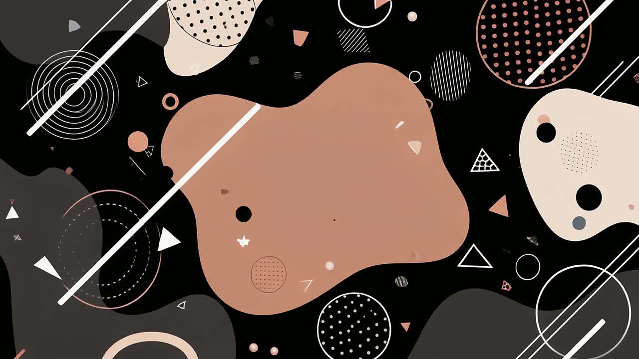 Abstract Geometric Shapes Animation with Dynamic Movement on Black Background