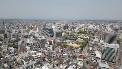 Aerial Scenic Drone Footage of the City of Miyazaki, Japan on a Sunny Day