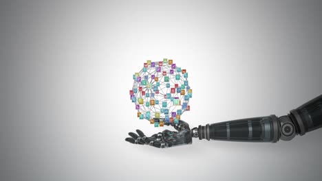 mano robótica que presenta iconos generados digitalmente
