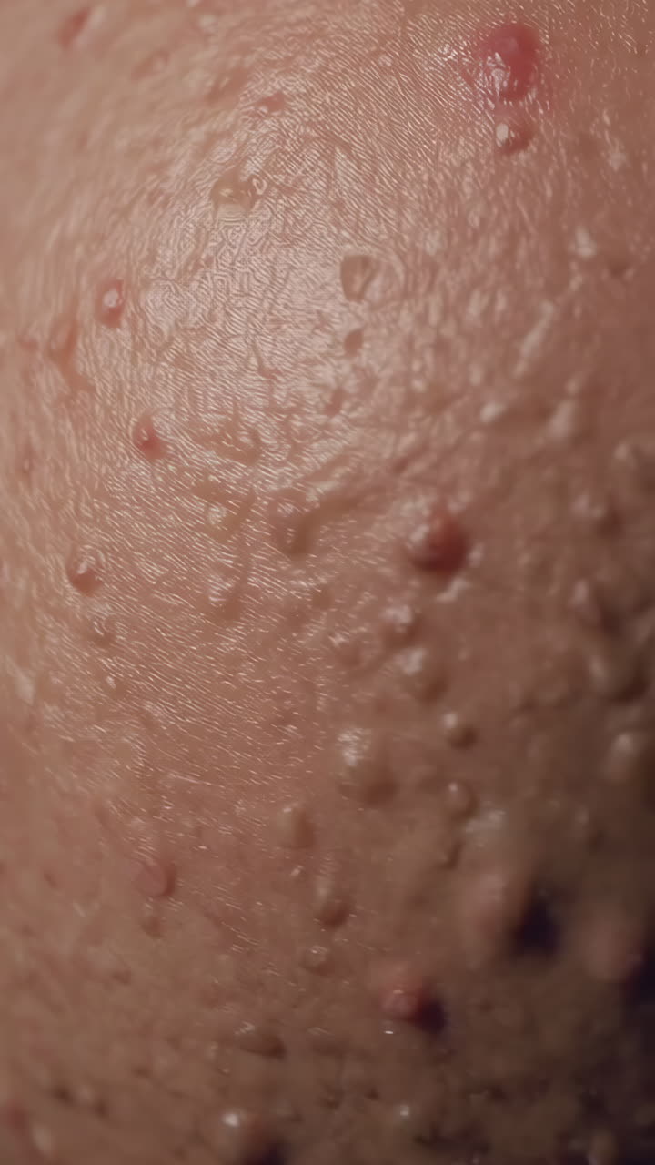 Close-up view of skin with acne