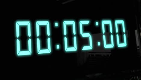 high quality cgi render of a digital countdown timer on a wall-mounted screen, with glowing pale blue numbers, counting down from 10 to zero, with dramatic left to right camera move