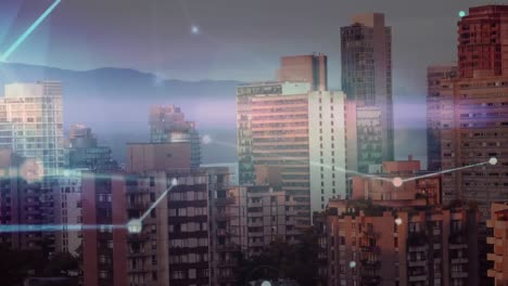 animación de redes de conexiones en el paisaje urbano