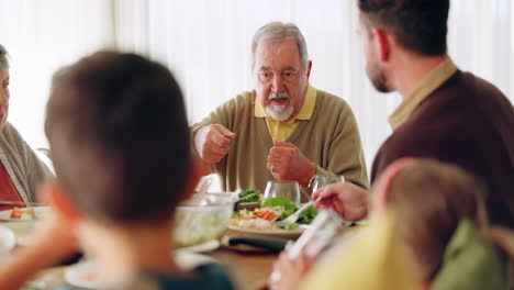 Lunch,-family-and-grandfather-eating-at-the-dining