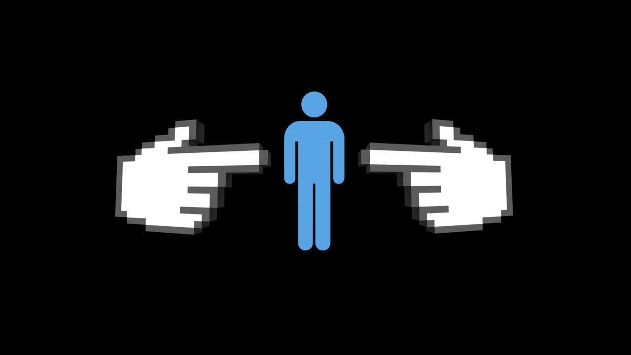 한 사람 의 아이콘 을 가리키는 두 손