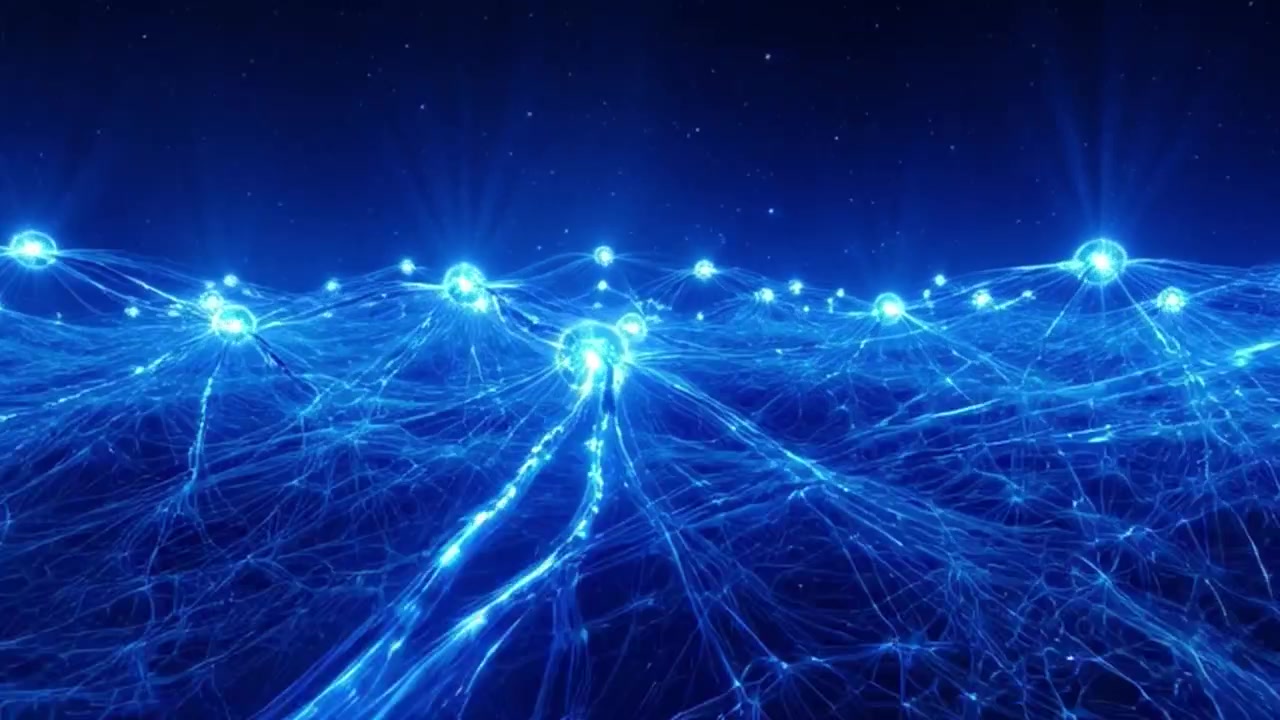 Abstract Digital Network Connection with Glowing Blue Nodes