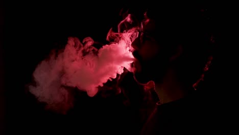 silhouette of a man smoking cigarette, slow motion