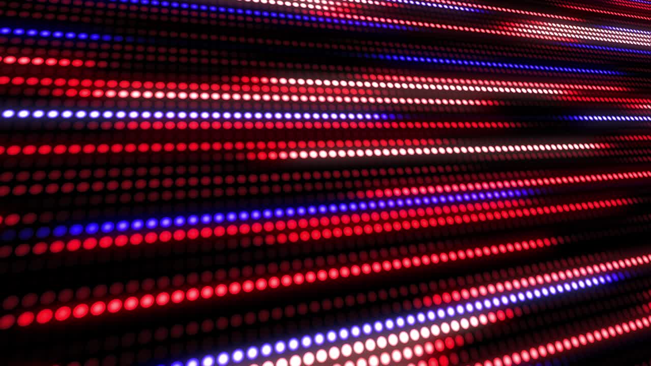 fondo de tecnología abstracta rojo, azul y blanco con animación en cámara lenta de pequeñas rayas de puntos claros.