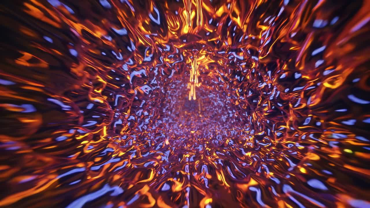 Colorful tunnel of glowing abstract shapes