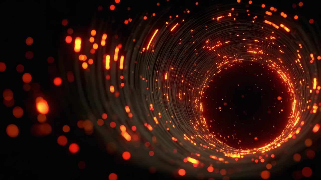 A Mesmerizing Glimpse into a Fiery Vortex of Glowing Particles, Capturing the Essence of Motion and Energy in a Dynamic and Abstract Visual Experience
