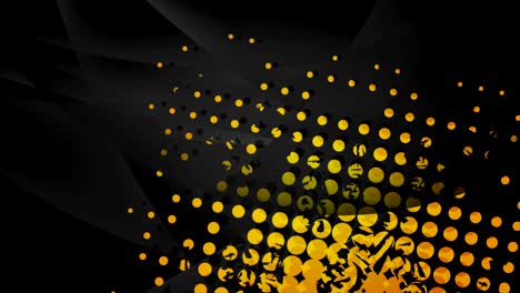 black abstract wavy motion background with yellow grunge dots