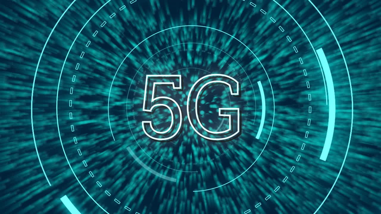 5g scritto nel mezzo di un cerchio futuristico