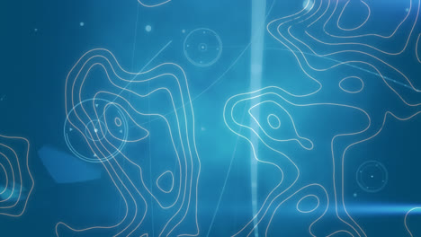 animación de la red de conexiones y procesamiento de datos sobre formas sobre fondo azul