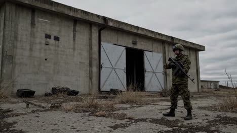 soldier on guard at abandoned military base