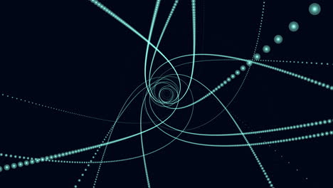 Mesmerizing blue spiral with interconnected circles on black background