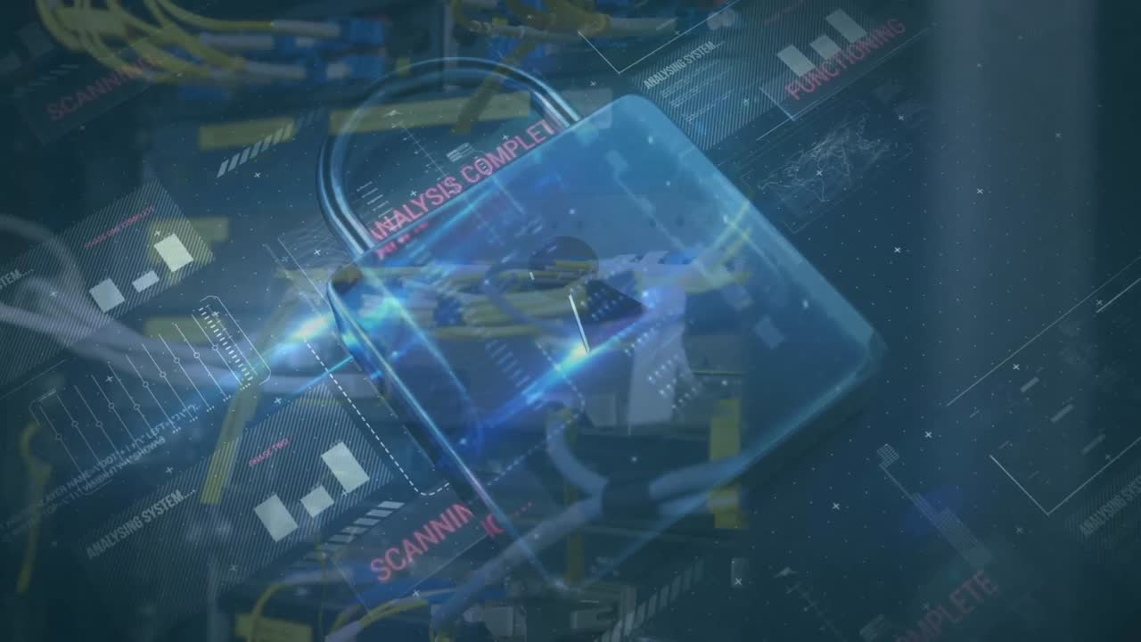 animación del candado de seguridad en línea y procesamiento de datos a través del servidor