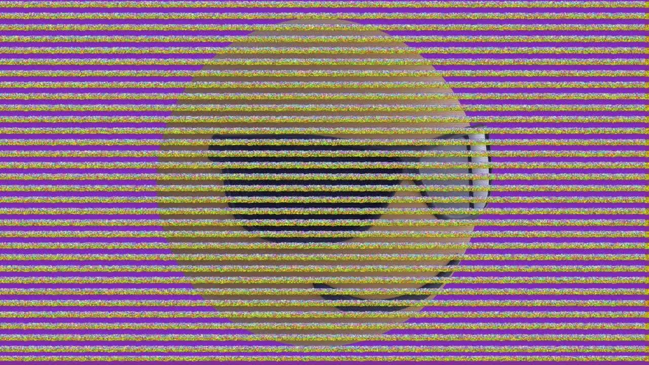 animación del icono emoji de las gafas de sol sobre la pantalla con ruido