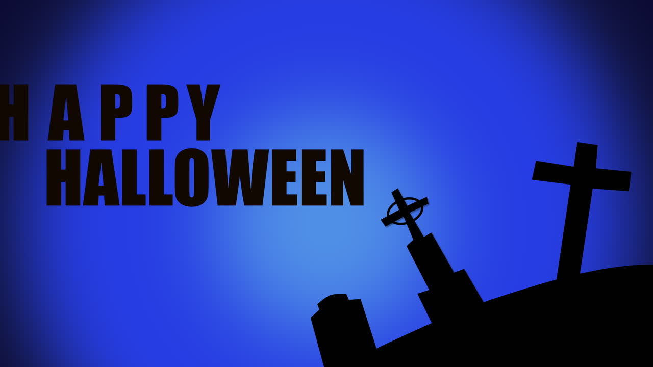 묘비와 종교 십자가 밤에 묘지에서 해피 할로윈