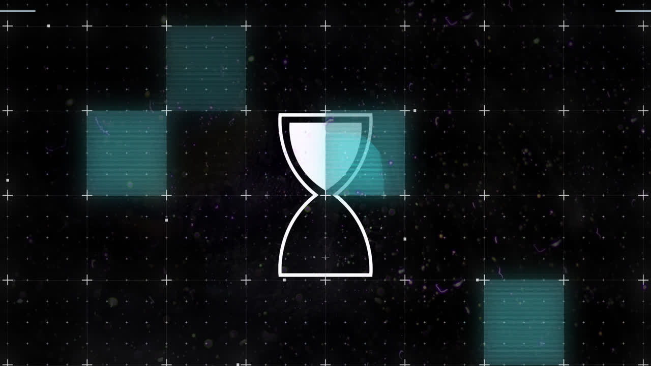 Animation of egg timer icon on black background