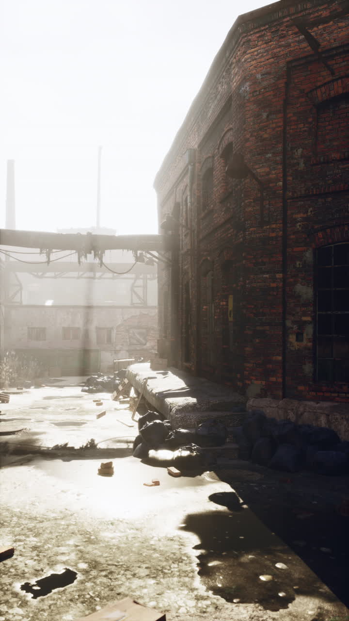 황폐한 도시에 있는 버려진 공장