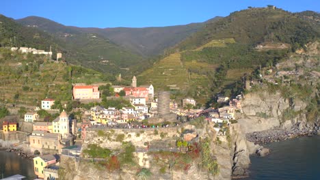 beautiful drone shot in italy cinque terre