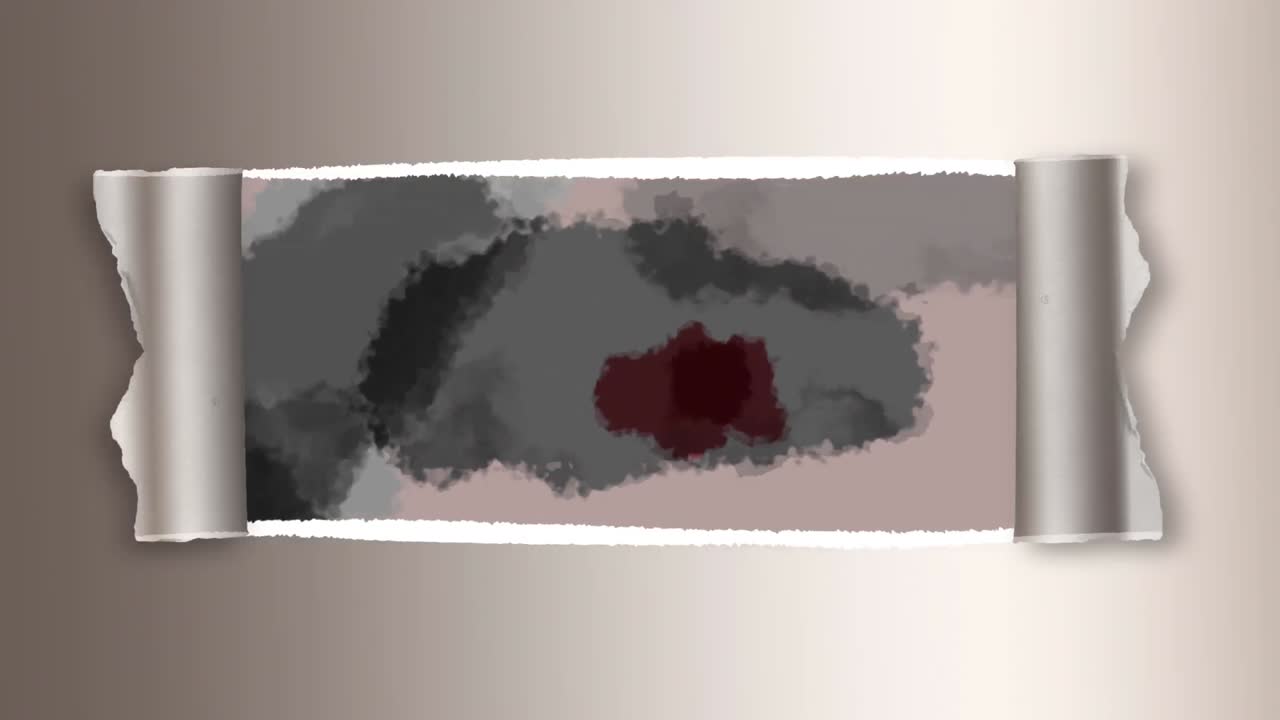 회색과 빨간색이 종이에 퍼지고 있습니다.