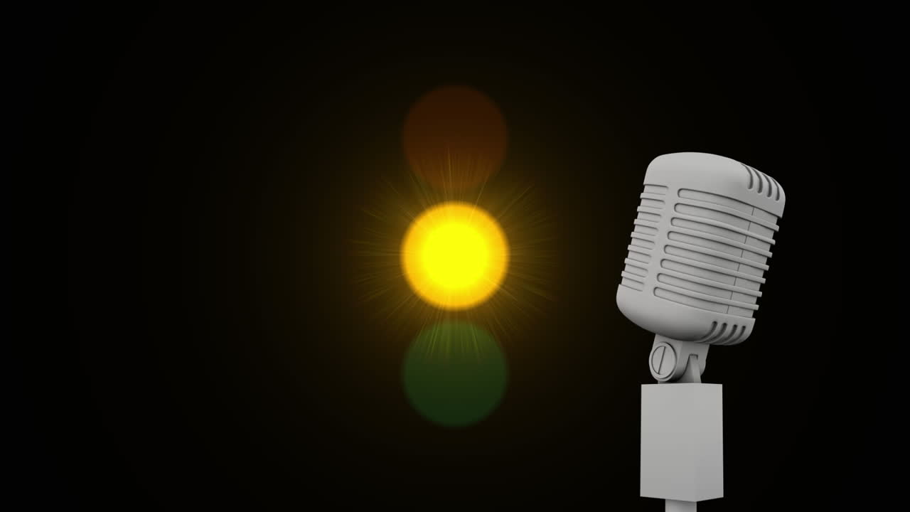 animación de un micrófono antiguo sobre un fondo negro