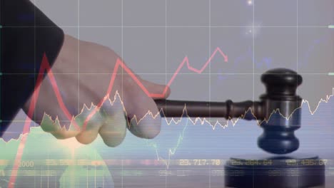 animación de las estadísticas y el procesamiento de datos financieros sobre el martillo del subastador