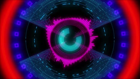 animación de círculos y formas coloridas sobre fondo negro