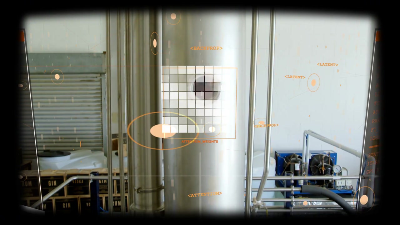HUD centering on plant column, detecting dark port, calibrating as view pulling back showing flange