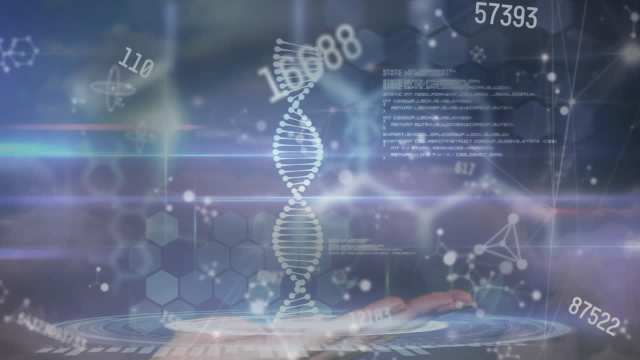 dna鎖のアニメーションとデータ処理