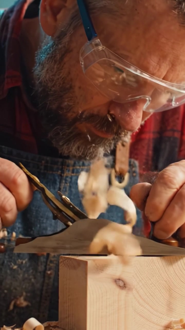 Craftsman Perfecting Woodwork Techniques with Precision Hand Tools in a Workshop, Creating Beautiful Shavings from Quality Lumber for Artisan Projects