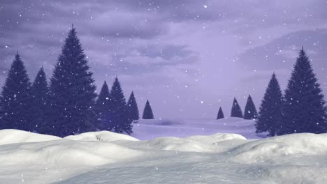 animation of winter scenery over snow falling