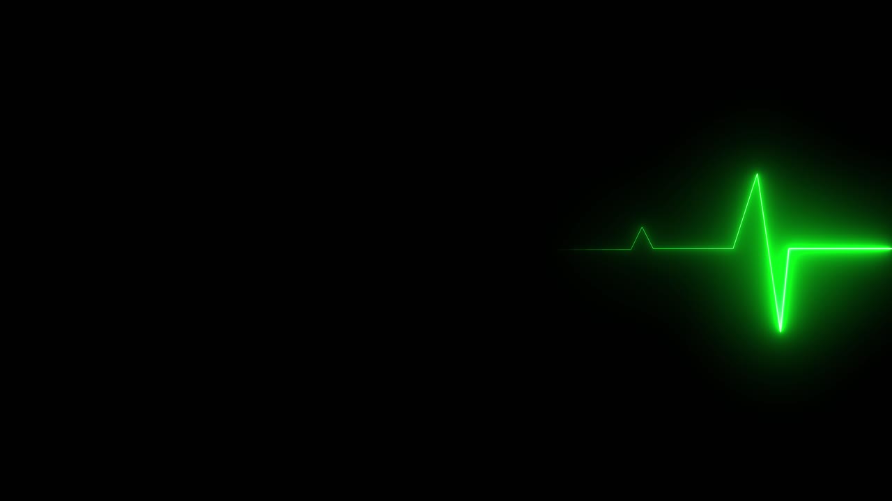 Dynamic Neon Heartbeat Lines on Black Background