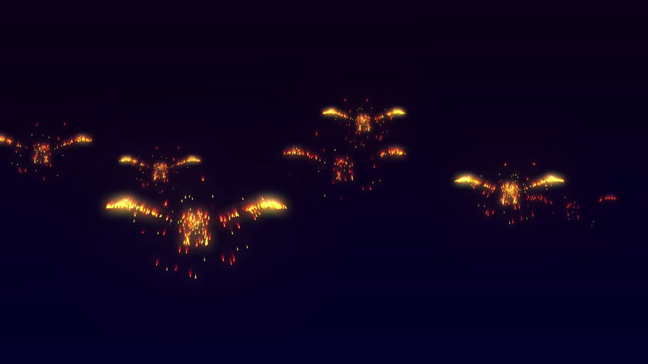 partículas de pájaros obras de fuego efecto animación