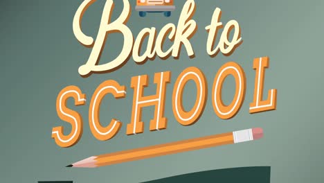 Animation-of-back-to-school-bargains-text-with-school-bus-and-pencil-logo-scrolling-on-grey