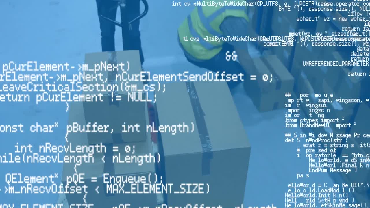 창고 직원 이 패키지 를 집어들고 있다