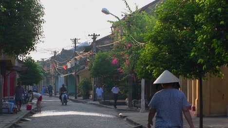 a small street in a rural village in vietnam