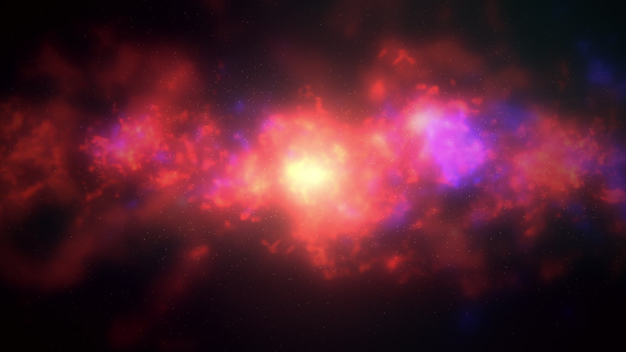 붉은 구름과 별이 있는 어두운 공간