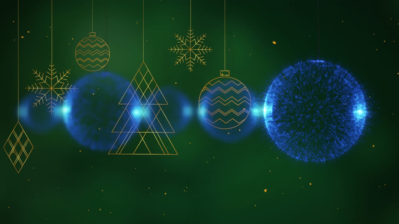 animación de decoraciones navideñas sobre un fondo verde