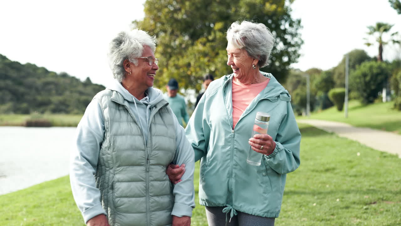 Two Elderly Women Enjoying a Walk in the Park