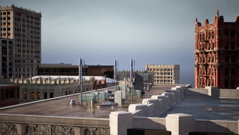 city skyline rooftop perspective