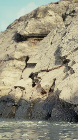 rocky cliff overlooking a lake