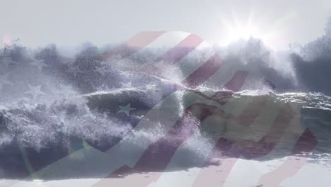 Digital-composition-of-waving-us-flag-against-waves-in-the-sea