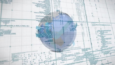 Animation of data processing over globe and network of connections