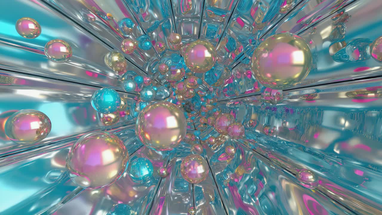 Abstract Iridescent Spheres Tunnel