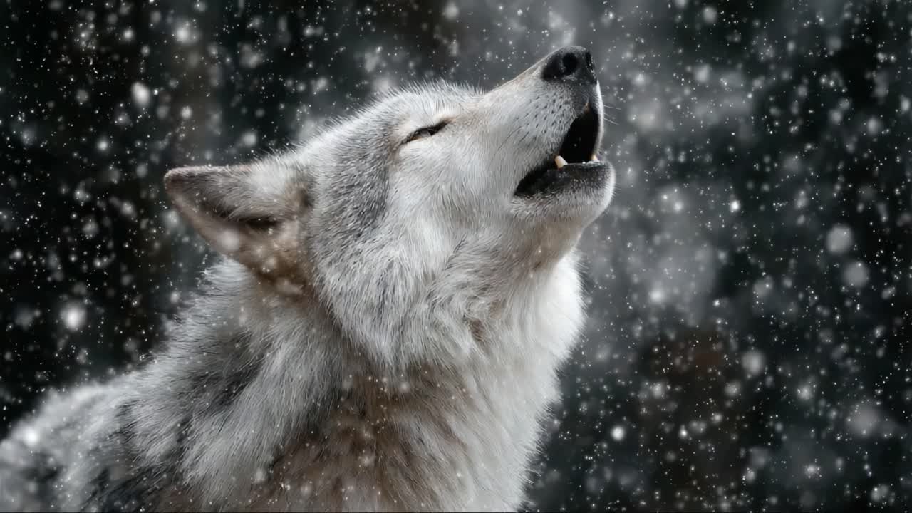 Majestic Wolf Howling Beneath a Snowy Sky: Capturing the Ethereal Beauty of Nature's Serenade in Winter Wonderland