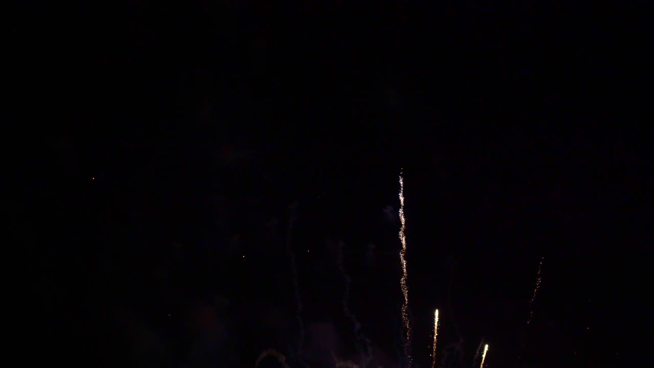 Bellissimo spettacolo pirotecnico colorato di notte per una celebrazione durante un festival.
