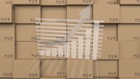 animation of statistics processing over stacked up boxes